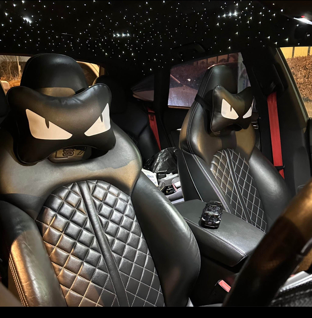 Pair Of Designer Car Eye Devil Style Neck Pillow